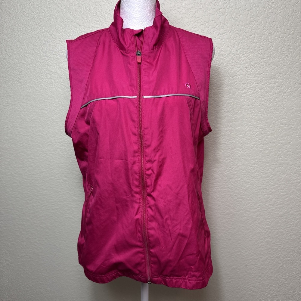 Danskin Now Fuchsia Supreme Zip Up Windbreaker Vest Large 12/14 Gorpcore Run